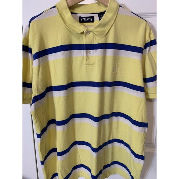 Chaps Yellow Blue White Striped Polo‎ Shirt Sz XL Men - Picture 1 of 6